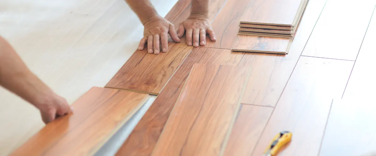 laminate flooring being installed