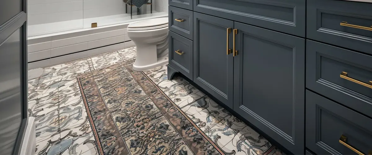 Custom tile flooring in a bathroom remodel