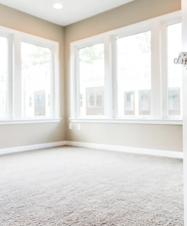 room with white carpet floor