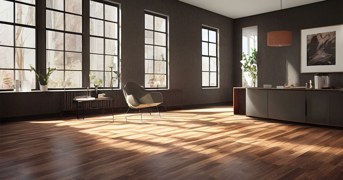hardwood vs. laminate flooring debate with large windows in living space