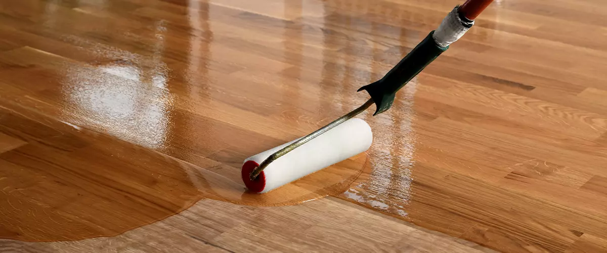 Hardwood Floor Polishing In Modesto applying finishing