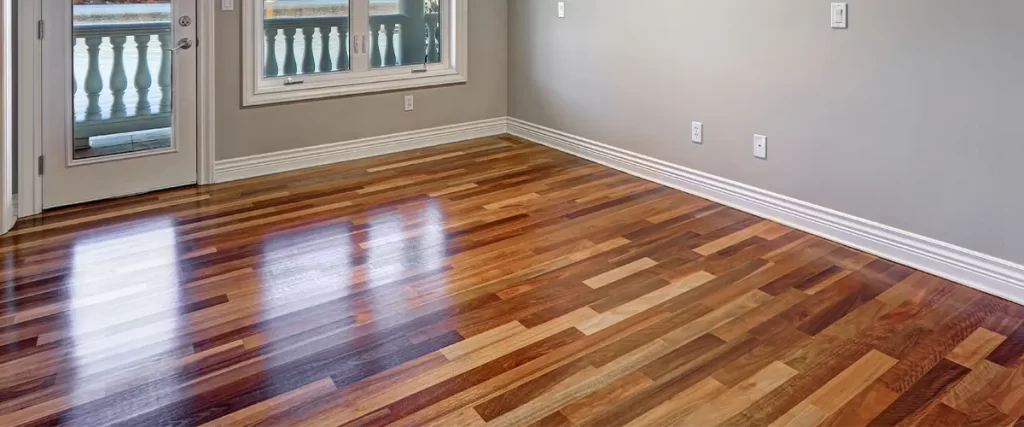 shiny floor showcasing hardwood floor refinishing in tracy ca